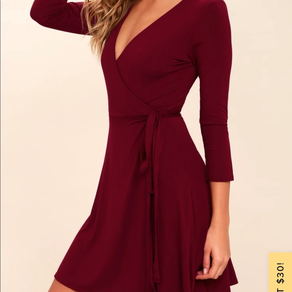 Like New Lulus Burgundy Wrap Dress